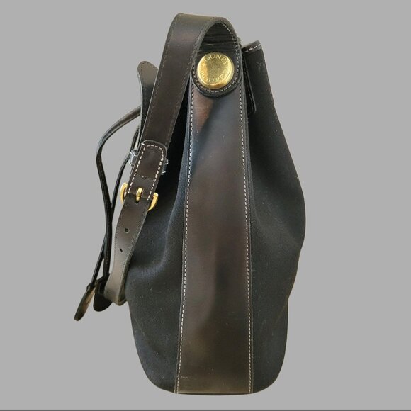 Vintage Dooney & Bourke Black Canvas Drawstring Tote | Made in USA - Picture 9 of 16